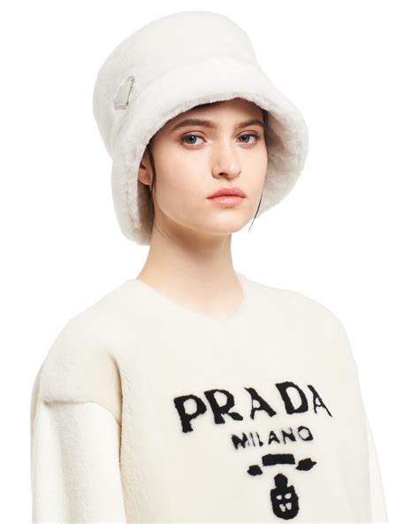 prada shearling bucket hat|Prada.